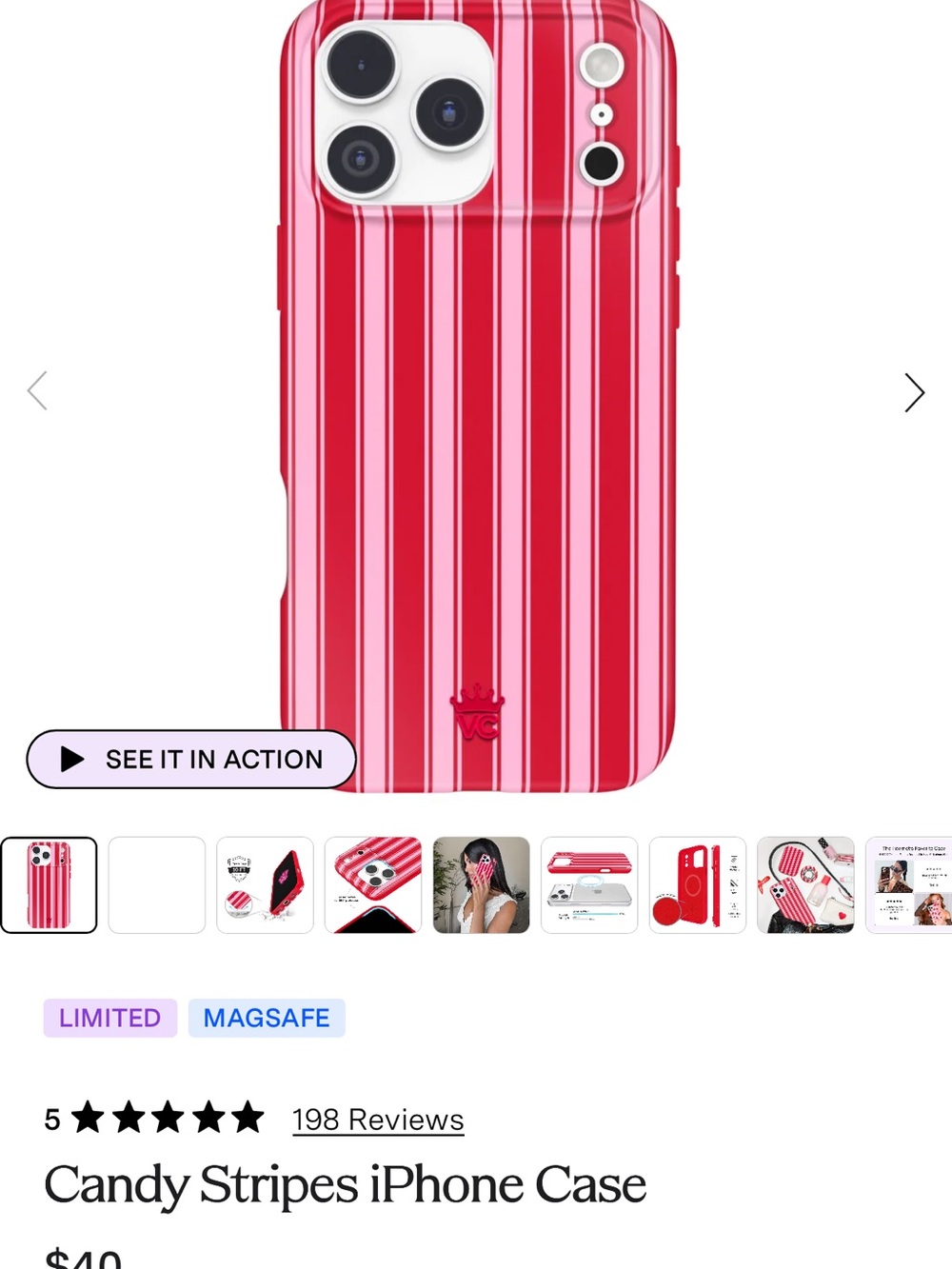 Velvet Caviar Candy Stripes iPhone Case - Pink/Red 17 PRO MAX